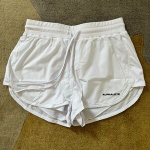 Alphalete Loose Baggy Running White Shorts - Small